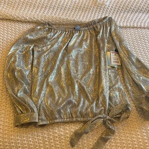 Gold long sleeve shimmery top